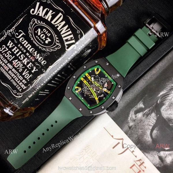 Wholesale Richard Mille Knock off RM 61-01 Yohan Blake Watch Green Rubber Band