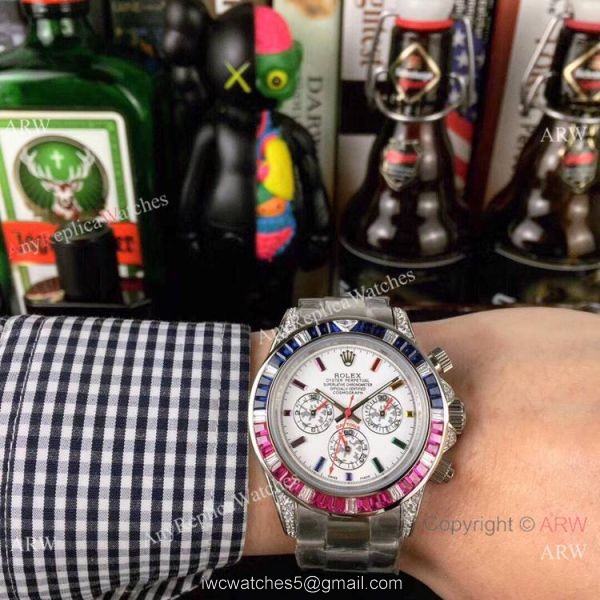 Fake Rolex with Diamond Bezel Stainless Steel Daytona Watch