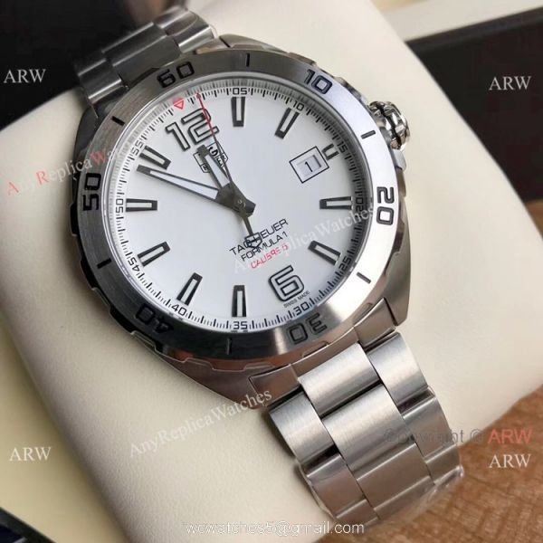 Swiss Replica Tag Heuer Formula 1 CALIBRE 5 White Dial Bracelet 2019 New