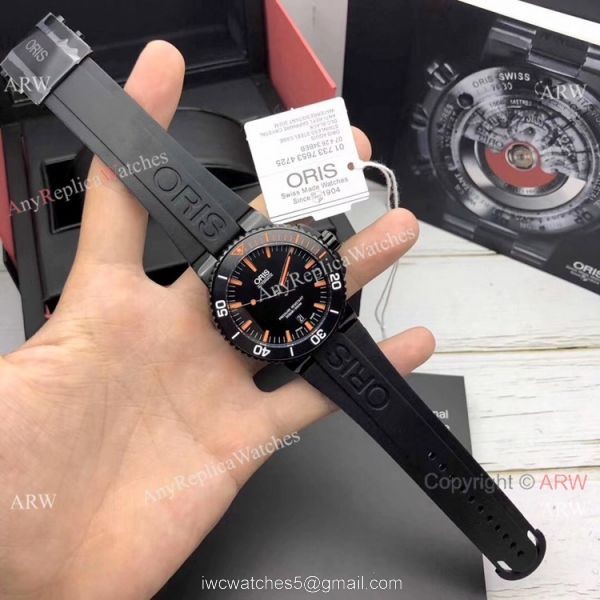 Swiss Fake Oris Aquis Automatic Watch Black Case Sapphire glass