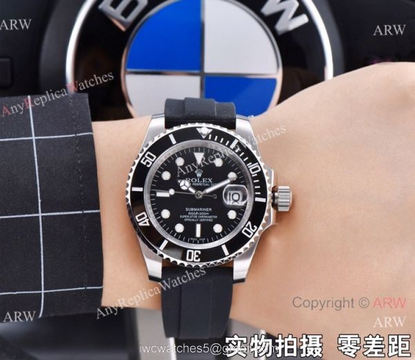 Rolex Submariner Clone Ss Black Dial Rubber Strap Watch Buy Replica