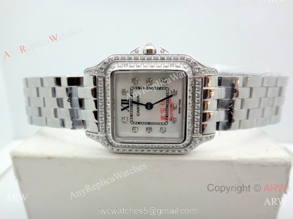 Clone Cartier Panthere de Stainless Steel Diamond Watch Quartz 27mm