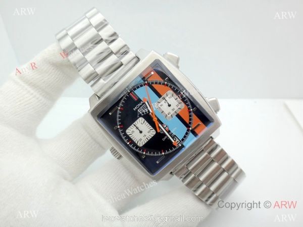 Tag Heuer Monaco Quartz Calibre 12 Replica Watch Stainless Steel Blue Red Dial