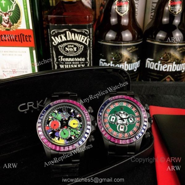 Rolex Daytona Rainbow Replica Blacksteel Graffiti Face 43mm