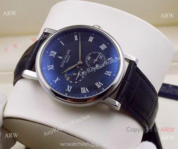 2019 Replica Patek Philippe Moon Phase SS Black Dial Watch