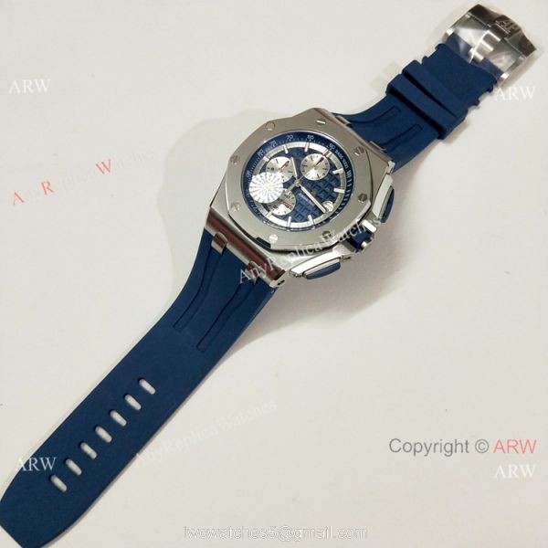 Fake Audemars Piguet Royal Oak Offshore Blue Rubber Strap Watch 44mm