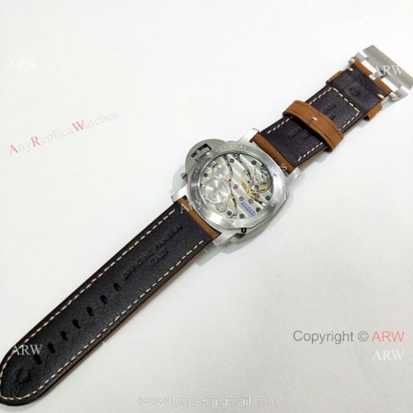 Copy Panerai Luminor PAM00127 Watch Black Dial Brown Leather Band