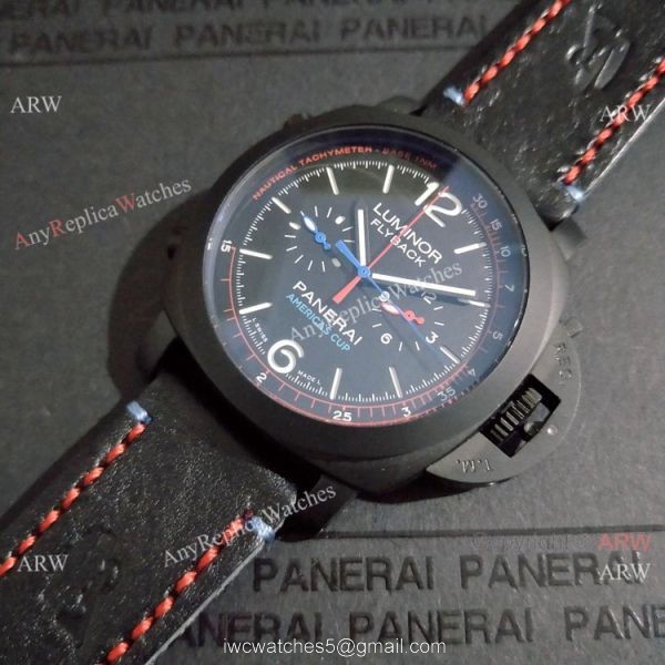 Copy Panerai PAM725 Luminor Amercias Cup Flyback Watch Blacksteel