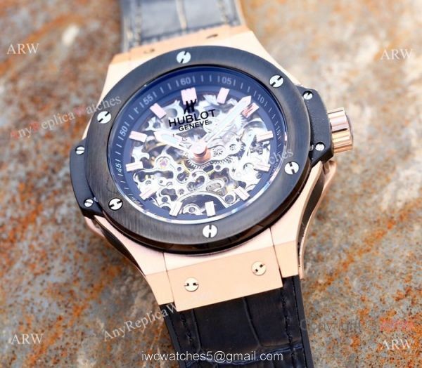 Copy Hublot Skeleton Big Bang Men Watch Sand Case 45mm