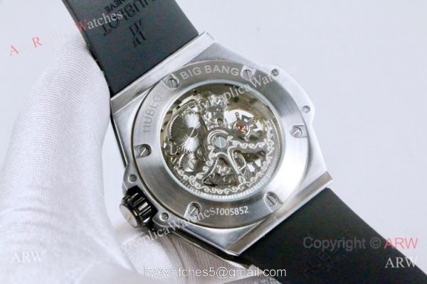 New Fake Hublot Geneve Big Bang Skeleton Watch Red Inner Rubber Strap