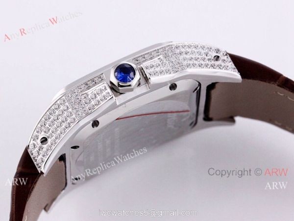 Buy Replica Cartier Santos Diamond Automatic Wrist SS Chocolate Dial