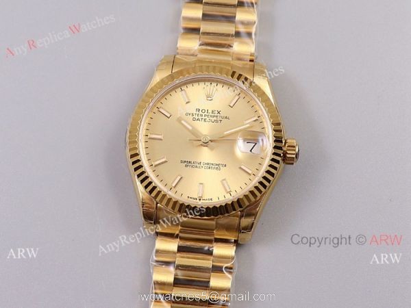 (TW Factory) Rolex Datejust 31mm Midsize Watch Yellow Gold President