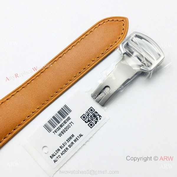 (GB) SWISS Replica Cartier Santos De SS Brown Leather Strap Watch