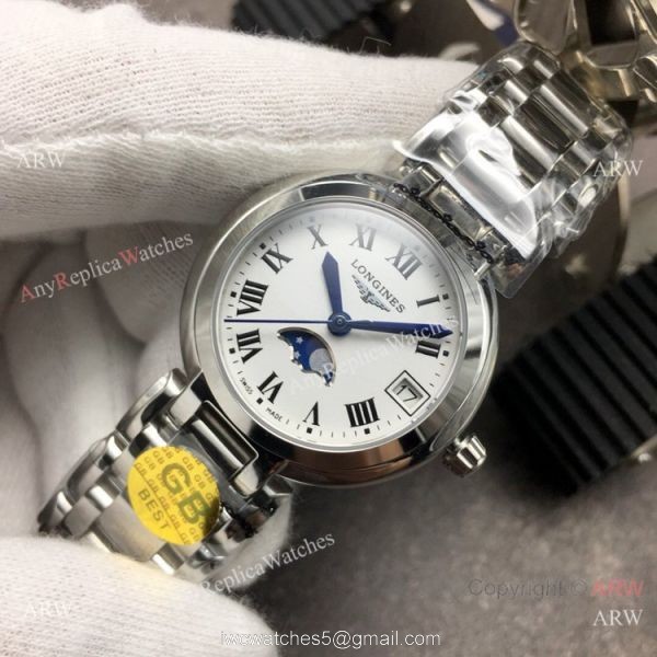 Swiss Replica Longines PrimaLuna Moonphase Lady Watch Stainless Steel Sapphire Glass