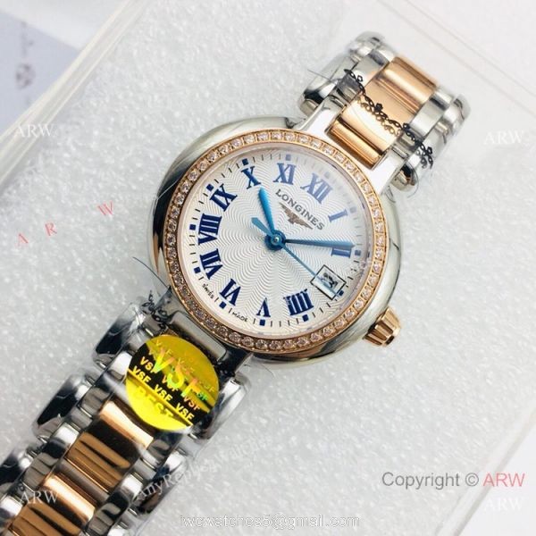 VSF 1-1 Best Edition Replica Longines PrimaLuna Ladies Watch 2 Tone Rose Gold