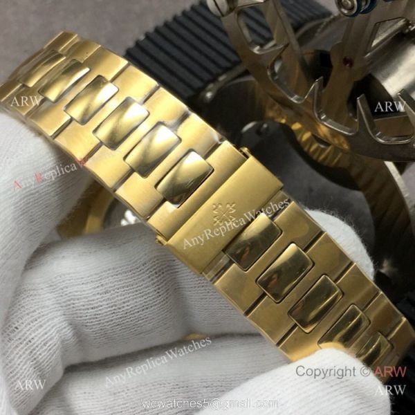Grade 1A Replica Patek Philippe Nautilus GB Factory Cal.324 Yellow Gold Black Dial Watch