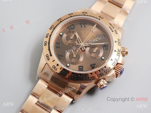JH Factory Rolex Everose Replica Watch Swiss 4130 Daytona Brown Dial