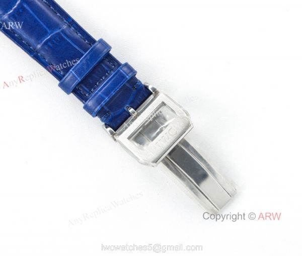 Swiss 7750 IWC Schaffhausen Portuguese Replica Watch SS Blue Leather Strap