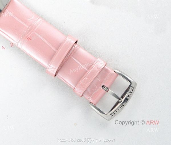 Swiss Replica Franck Muller Geneve Galet Quartz Watch Pink Leather Band