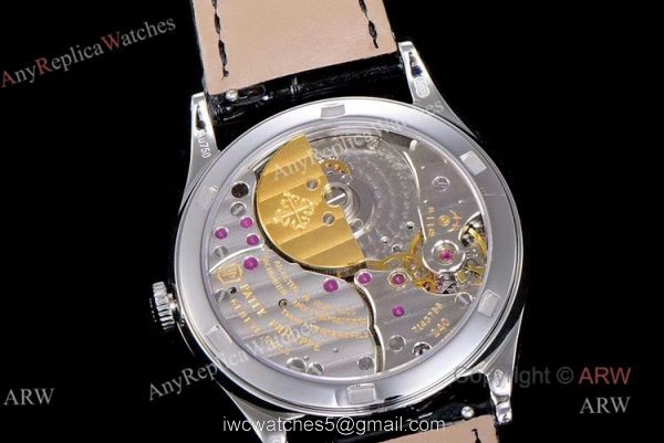 New 5088 Patek Philippe Calatrava Engraved Black Dial Replica Watches 38mm