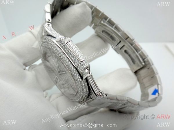 Best Replica Iced Out Patek Philippe Nautilus Men Watch Swiss Grade 1