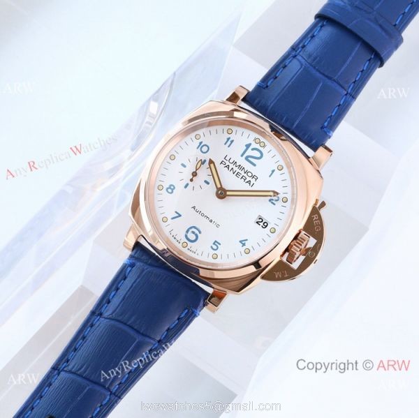 (VS) Swiss Panerai Luminor PAM756 Rose Gold White Face Watch