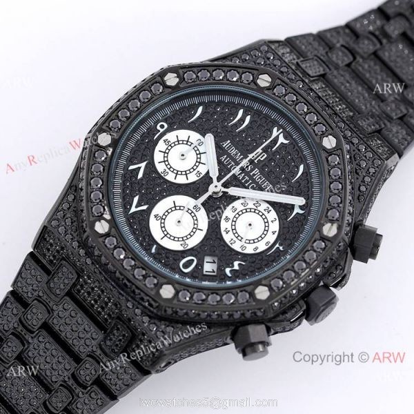 Solid Black Audemars Piguet Ice Royal Oak Replica Watch 15400