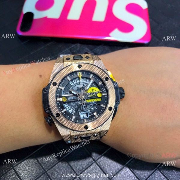 NEW Hublot Big Bang Unico Golf Replica Watch Rose Gold Gummy Strap