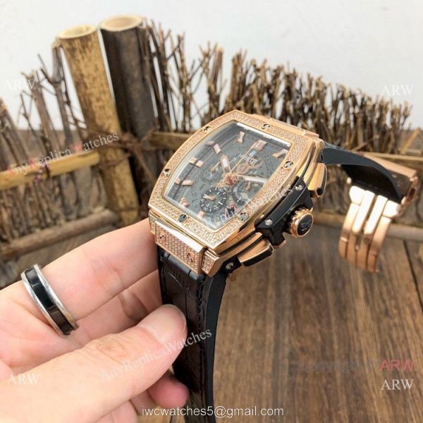 Hublot MP-06 Senna Replica Waches Rose Gold Diamond Case