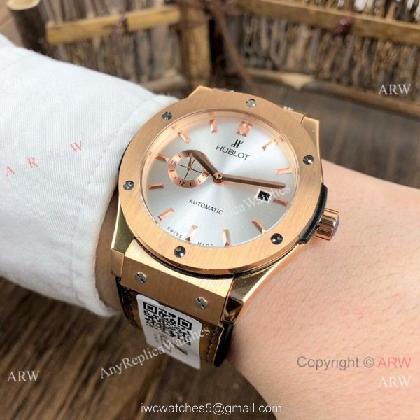 Fake Hublot Classic Fusion Black Dial Rose Gold Watches 42mm