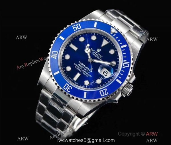NOOB Factory V8 Version Swiss 3135 Rolex Submariner Smurf Blue Ceramic Replica Watch