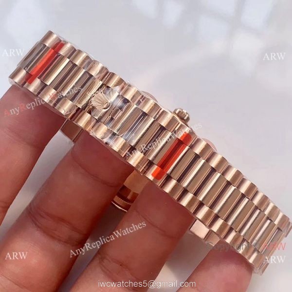 Swiss Replica Rolex DayDate Rose Gold D-Brown Dial Watch EW Factory 3255