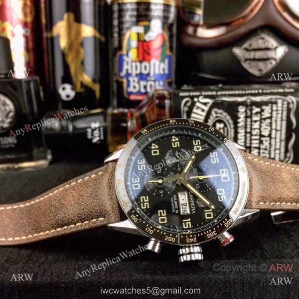 Stainless Steel Black Dial Tag Heuer Carrera Calibre 16 Replica Watch