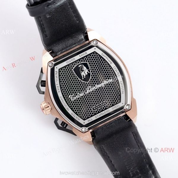New Copy Lamborghini Spyder 9004 Chrono Watch Rose Gold Black Bezel