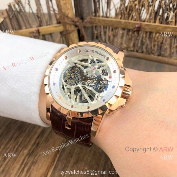 New Replica Roger Dubuis Excalibur Skeleton Watch Rose Gold Case