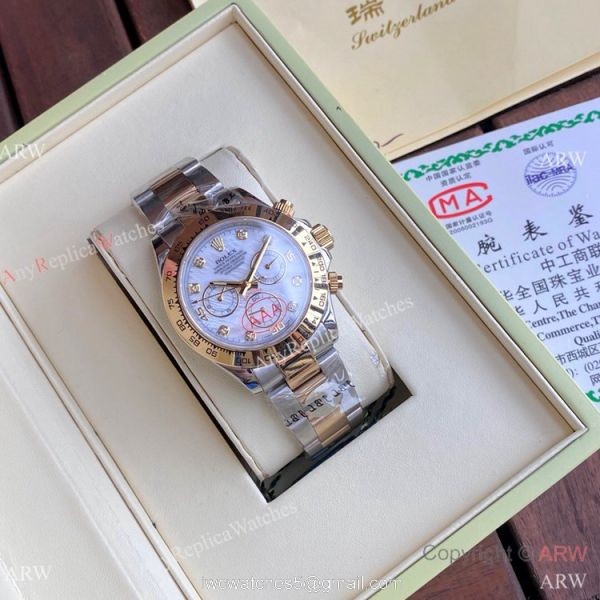 Two Tone Rolex Daytona 40mm Watches White MOP Dial Men Size