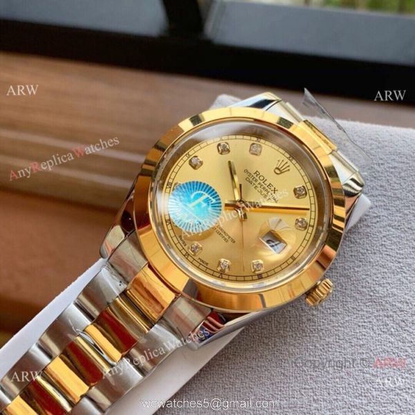 Upgraded Rolex Datejust II Replica Watch 41mm Two Tone Blue Diamond Face