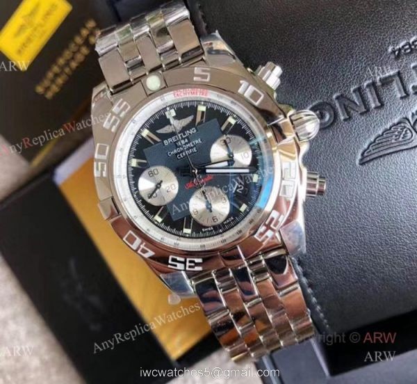 Swiss Breitling 1884 Replica Chronometre Certifie Stainless Steel Grey Dial Mens Watch