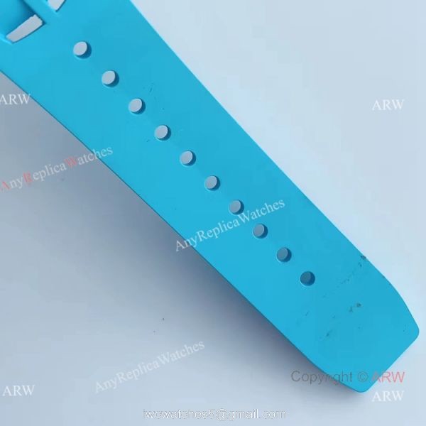 KV Factory V2 Upgraded Knockoff Richard Mille RM011 Carbon Watch With Blue Rubber Bracelet