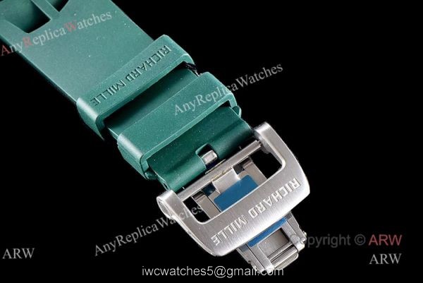 KV Factory Knockoff Richard Mille Green Rubber White Ceramic Replica Watch RM11-03