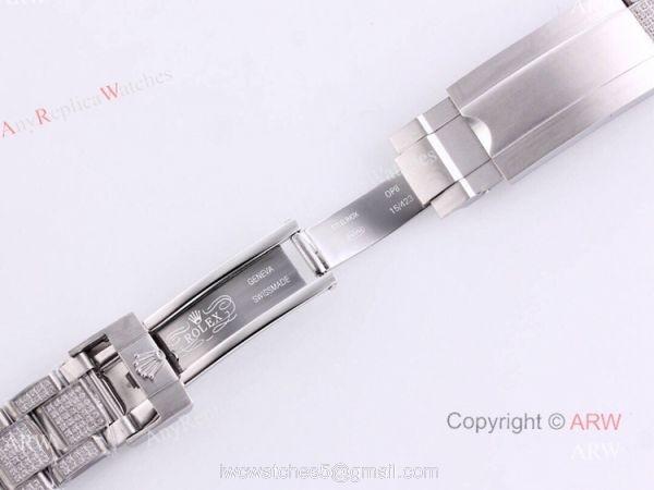 Replica Rolex Submariner 116610 Silver Diamond Iced Out Watch 40mm
