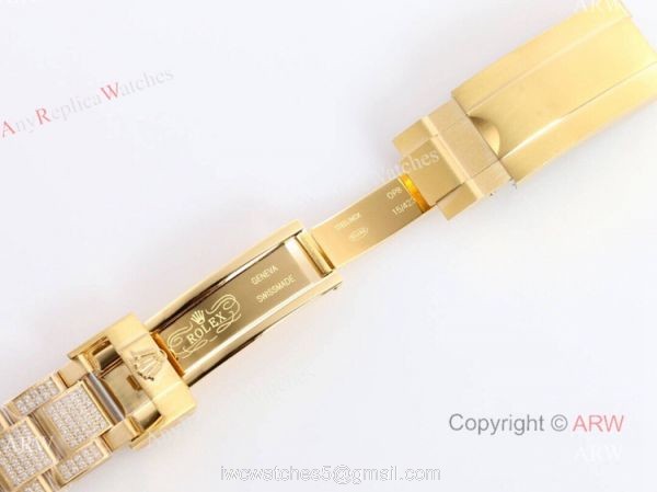 Iced Out Rolex Submariner 116610 All Gold Replica Watches For Men