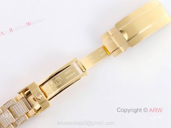 Gold Rolex Submariner Clone Green Dial Diamond Watch 11610