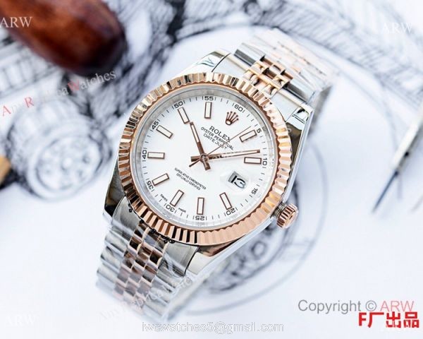 NEW UPGRADED Rolex Datejust II 41 Watch Replica Two Tone Rose Gold White Dial