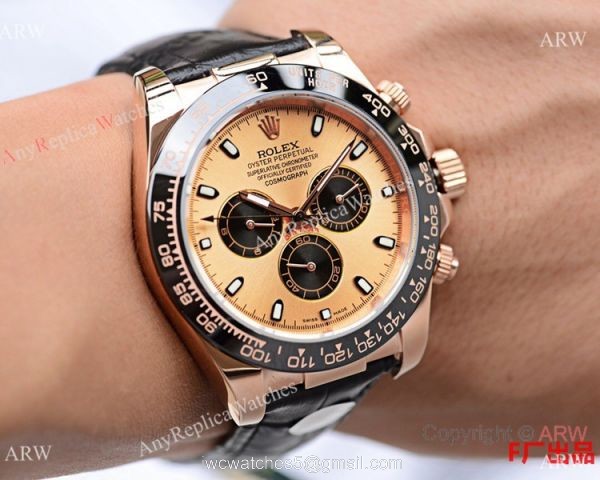 New Rolex Daytona Rose Gold Ceramic Bezel Replica Watch 43mm