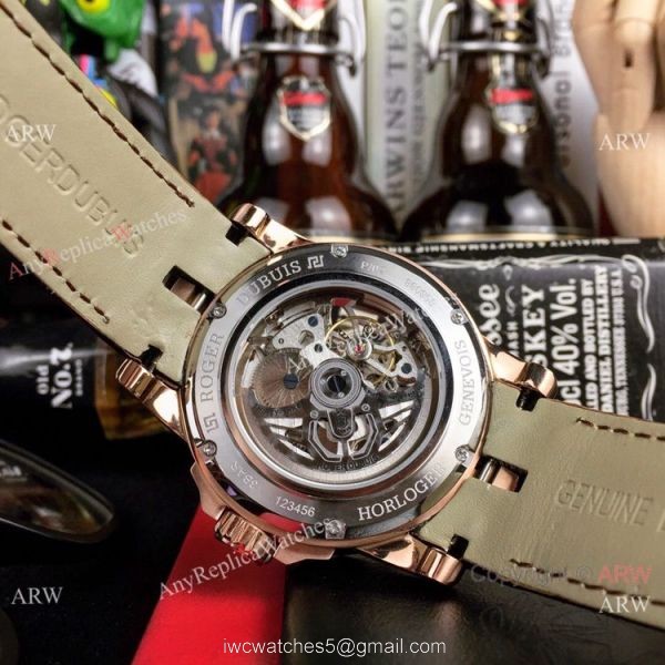 Roger Dubuis Excalibur Spider Men Watches Rose Gold Skeleton Face