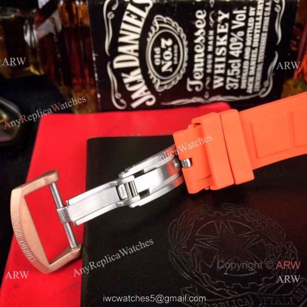 Copy Roger Dubuis Excalibur Quatuor Men Watches Red Rubber Strap Rose Gold Case