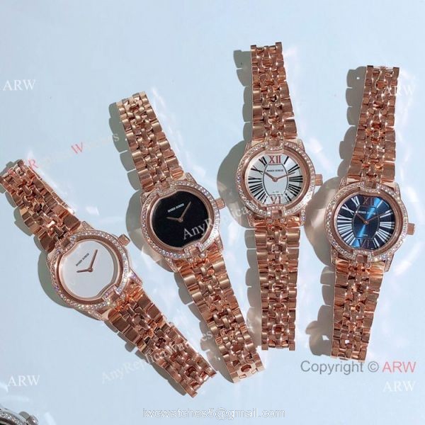 Copy Roger Dubuis Velvet Quartz Watches Rose Gold Black Dial