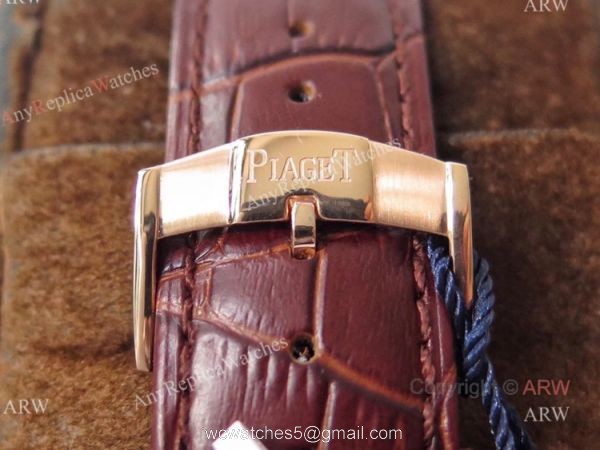 Swiss Replica Mens Piaget Emperador Rose Gold Silver Dial Automatic Watch