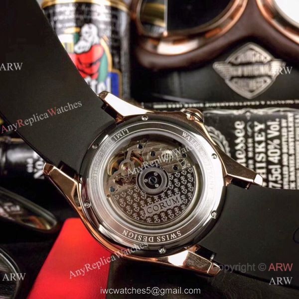 AAA Replica Corum Bubble Skull Watch Rose Gold &8216;Tattoo Rubber Strap